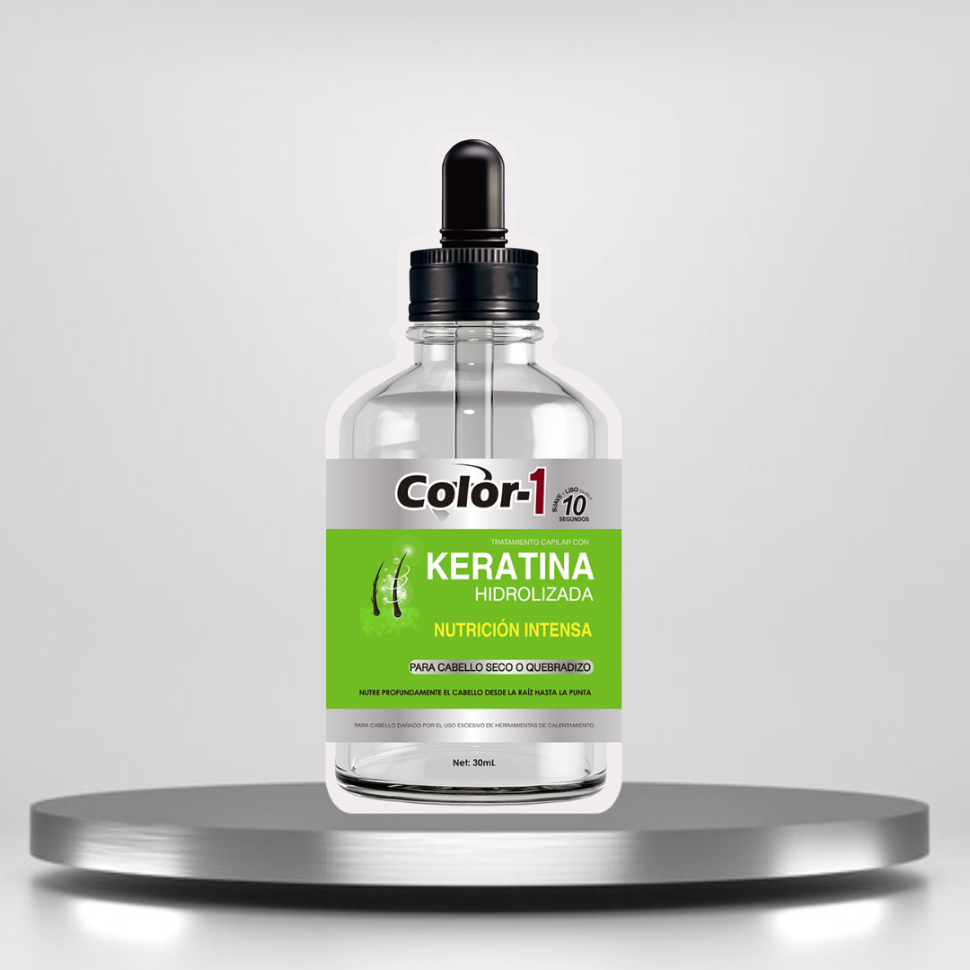 Tratamiento capilar con keratina Hidrolizada Deja el cabello brillante, hidratado y protegido contra el calor de planchas y secadores.